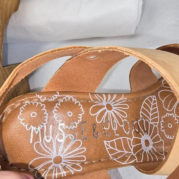 ROOLEE MUSSE AND CLOUD CHUNKY PLATFORM TAN LEATHER WOOD SANDALS WOMENS SIZE 7 - Picture 4 of 9